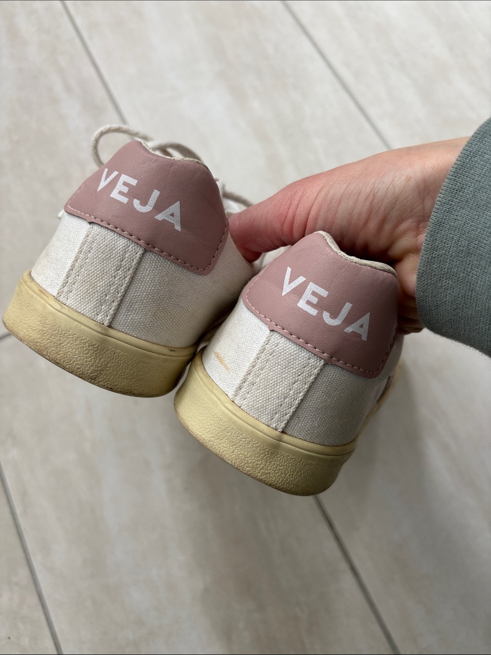 Veja Esplar SE White Canvas Sneakers Pink Logo 8 - Picture 9 of 12